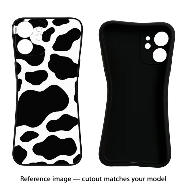 Cow Spots iPhone 16e Black Soft Case Back Cover by Casekaro