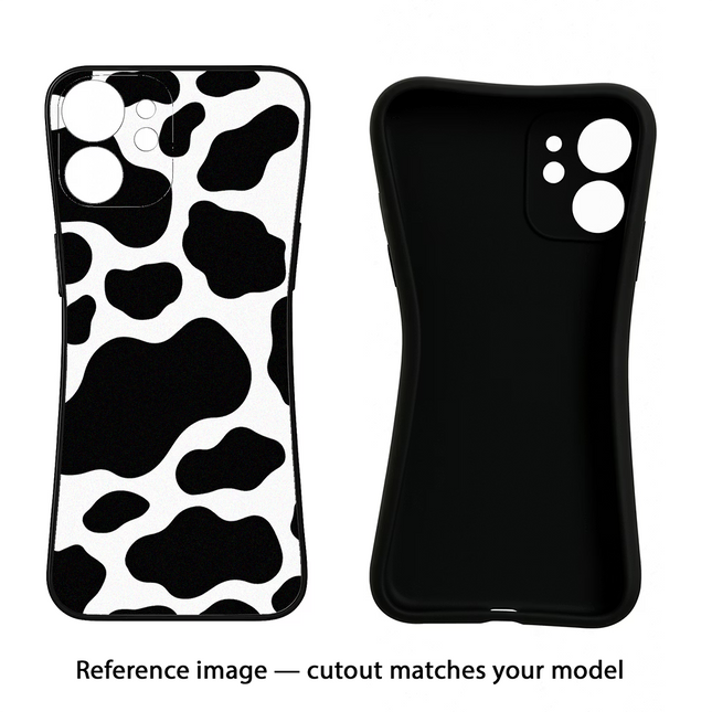 Cow Spots iPhone 16 Black Soft Case Back Cover by Casekaro