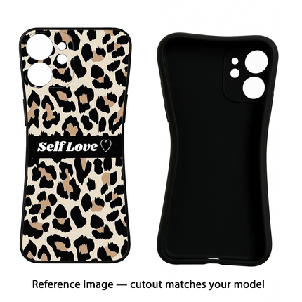 Leopard Print Self Love iPhone 11 Black Soft Case Back Cover by Casekaro