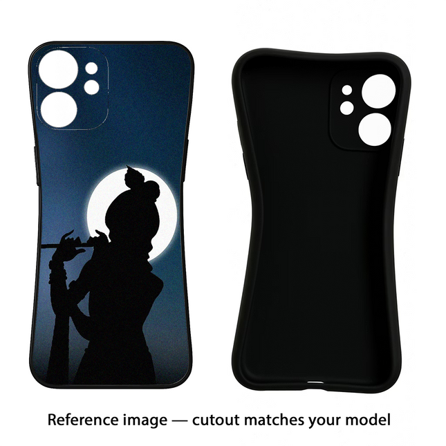 Shri Krishna Silhouette iPhone 15 Black Soft Case Back Cover by Casekaro