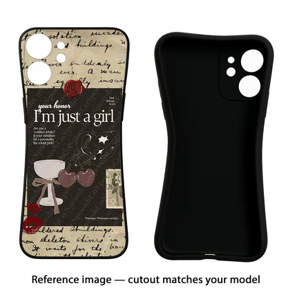 I am just a girl iPhone 16e Black Soft Case Back Cover by Casekaro