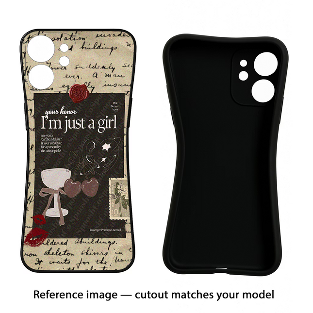 I am just a girl Oppo Reno12 5G Black Soft Case Back Cover by Casekaro