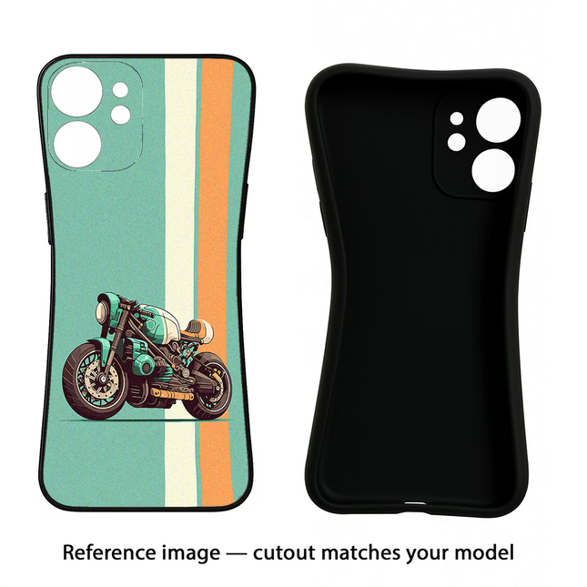 Striped Moto Drift iPhone 15 Black Soft Case Back Cover by Casekaro