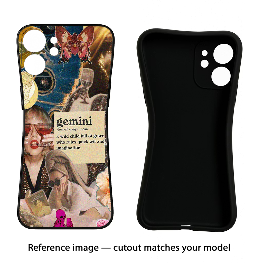 Gemini Zodiac iPhone 14 Pro Black Soft Case Back Cover by Casekaro