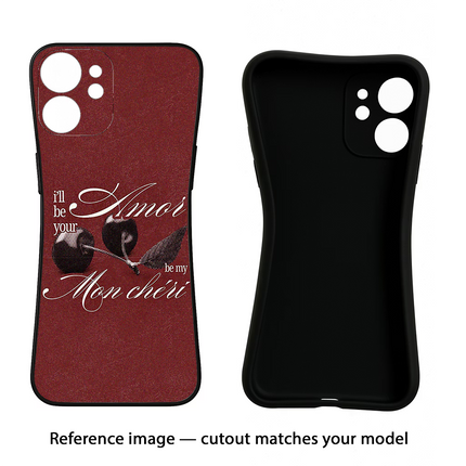 Velvet Cherry iPhone 16e Black Soft Case Back Cover by Casekaro
