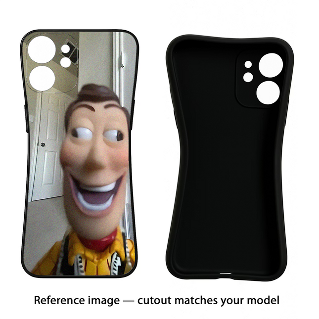 Side Eye Woody iPhone 16e Black Soft Case Back Cover by Casekaro