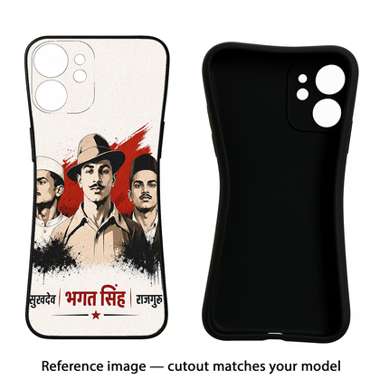 Bhagat Singh Trio iPhone 14 Black Soft Case Back Cover by Casekaro