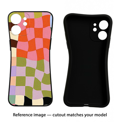 Wavy Grid iPhone 8 Plus Black Soft Case Back Cover by Casekaro
