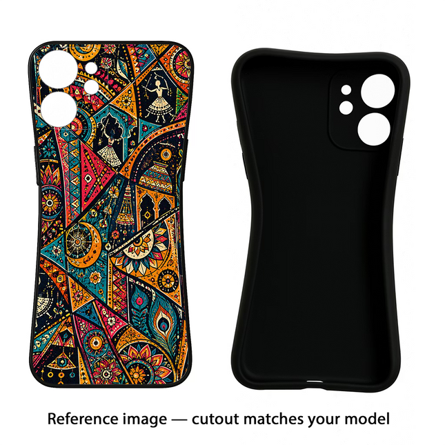 Folk Print Samsung A25 5G Black Soft Case Back Cover by Casekaro