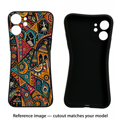 Folk Print Oppo Reno6 5G Black Soft Case Back Cover by Casekaro