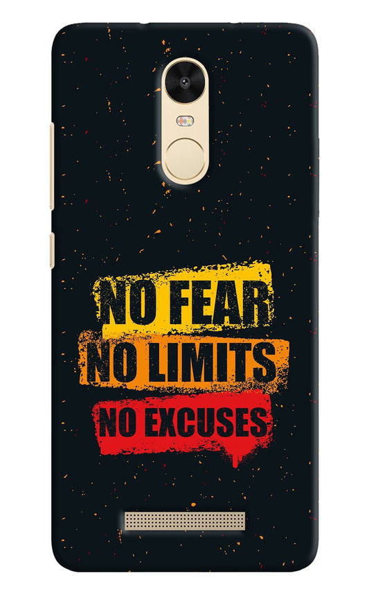 No Fear No Limits No Excuse Redmi Note 3 Hard Case Back Cover by Casekaro