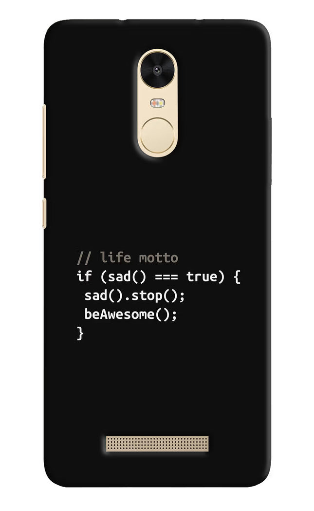 Life Motto Code Redmi Note 3 Hard Case Back Cover by Casekaro