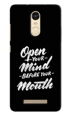 Open Your Mind Before Your Mouth Redmi Note 3 Hard Case Back Cover by Casekaro