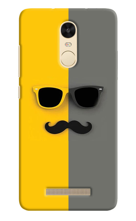 Sunglasses with Mustache Redmi Note 3 Hard Case Back Cover by Casekaro