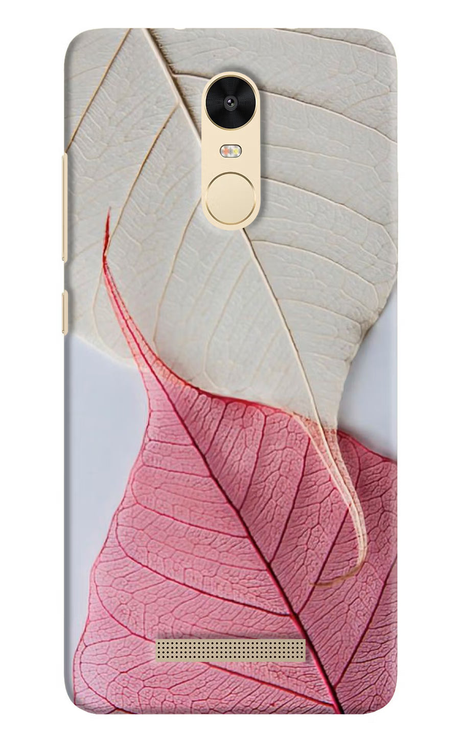 White Pink Leaf Redmi Note 3 Back Cover, Hard case