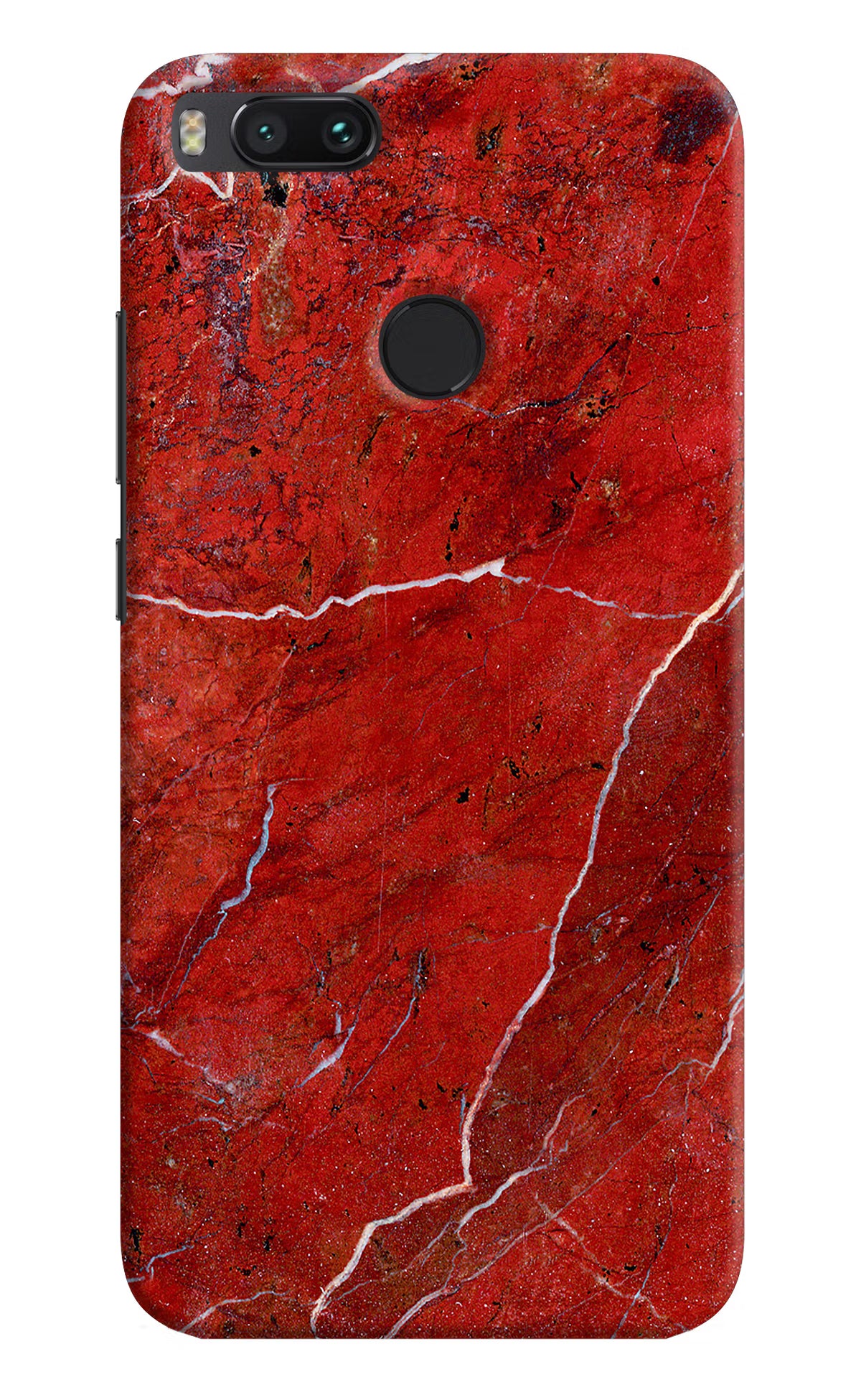 Red Marble Design Mi A1 Hard Case Back Cover by Casekaro