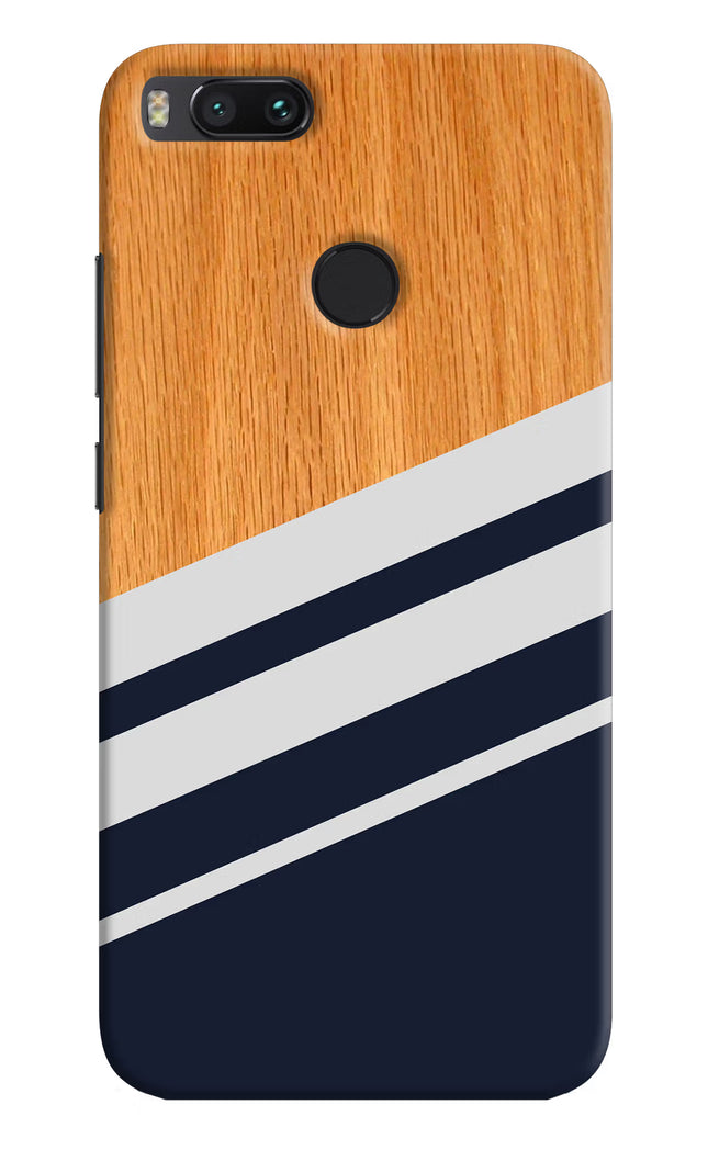 Blue and white wooden Mi A1 Hard Case Back Cover by Casekaro