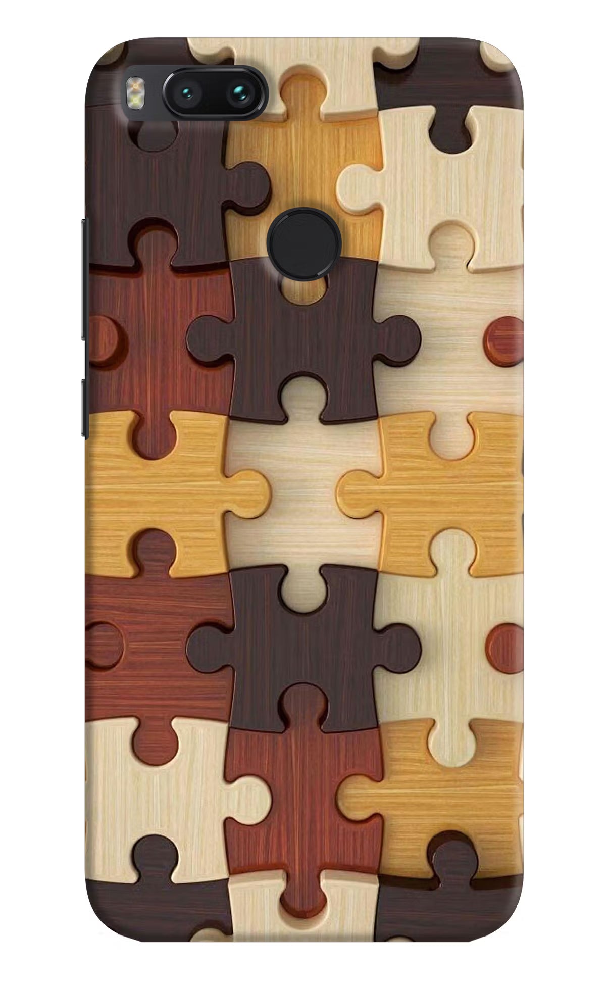 Wooden Puzzle Mi A1 Hard Case Back Cover by Casekaro