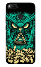 Green Owl Mi A1 Hard Case Back Cover by Casekaro