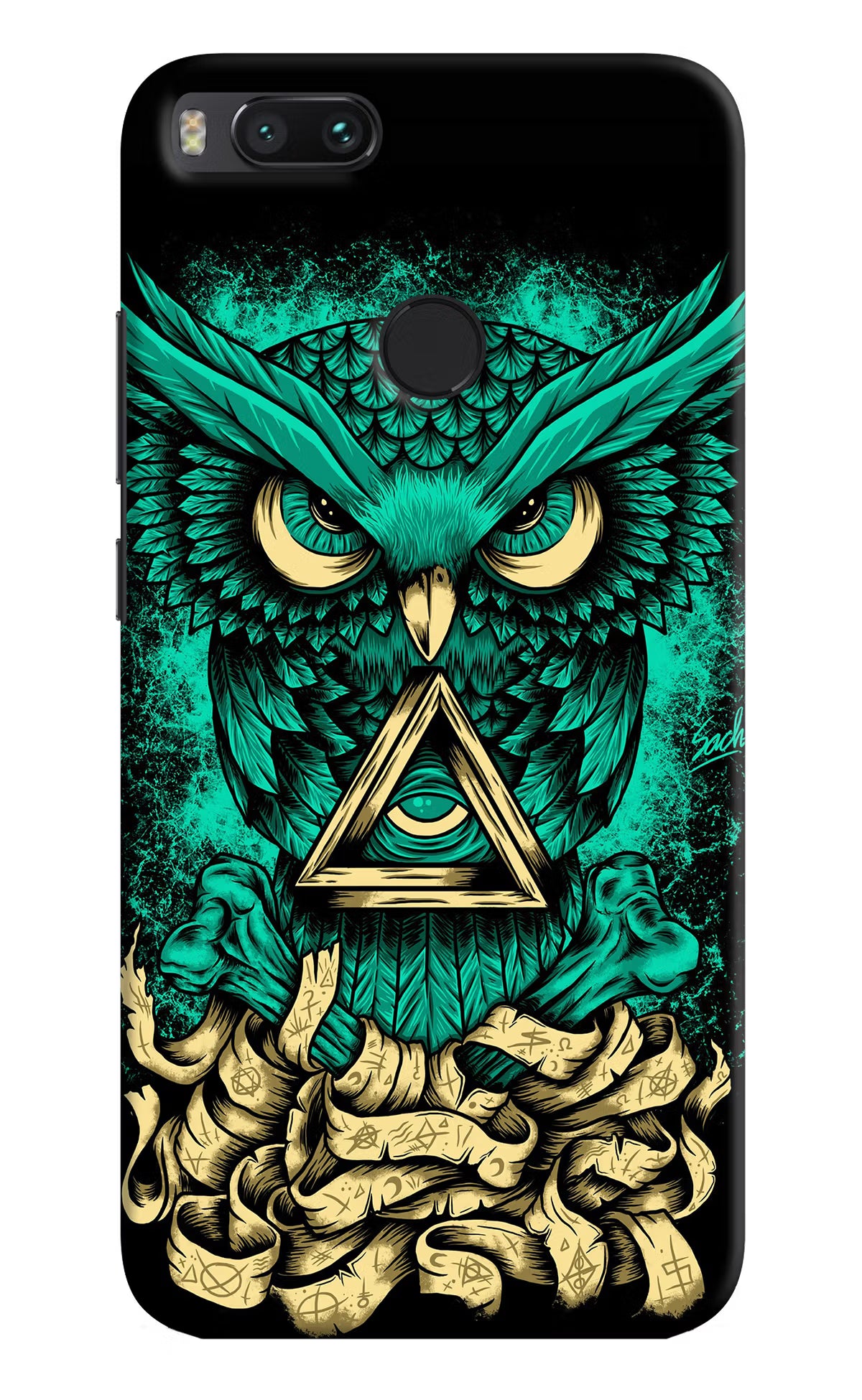 Green Owl Mi A1 Hard Case Back Cover by Casekaro