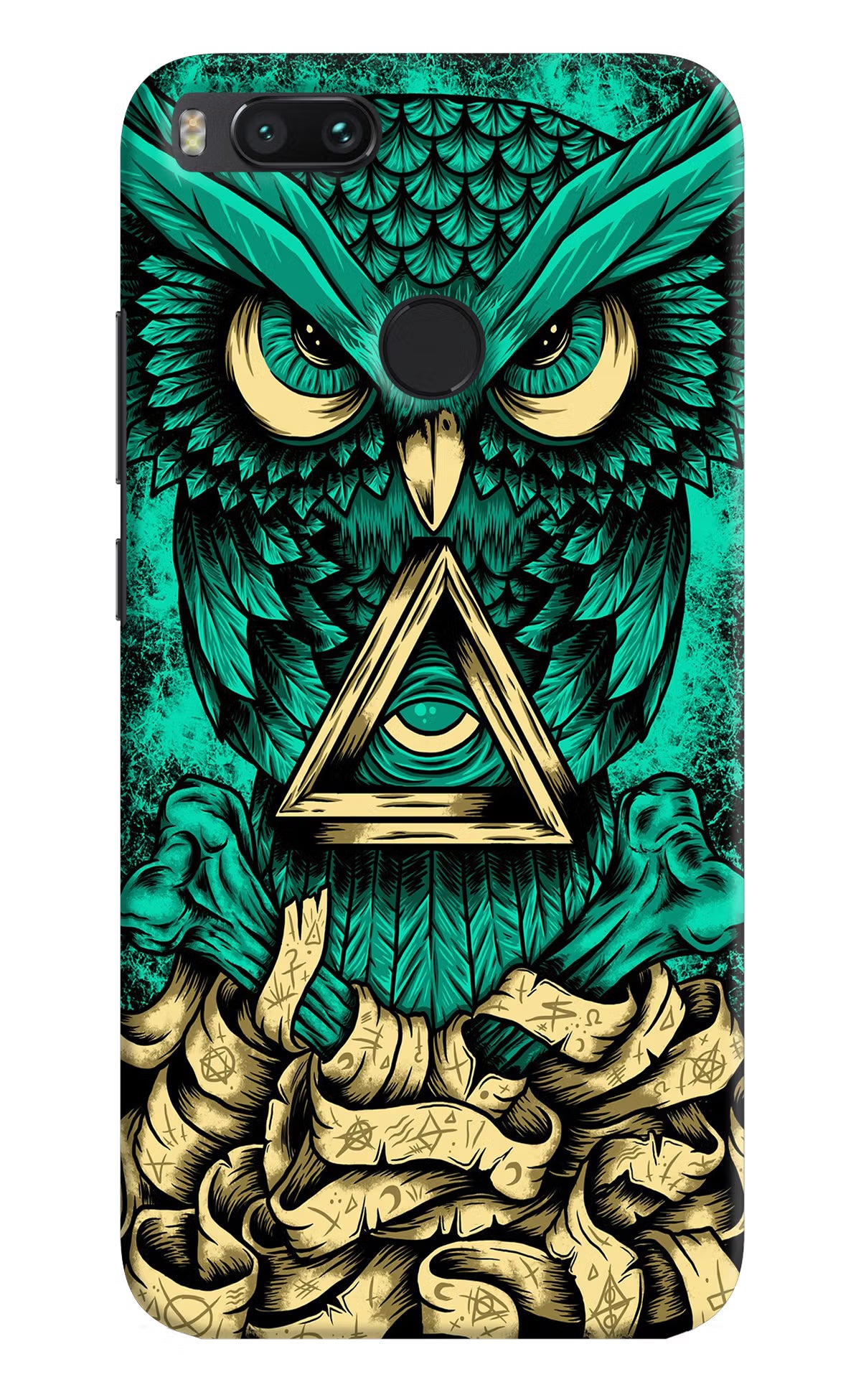 Green Owl Mi A1 Hard Case Back Cover by Casekaro