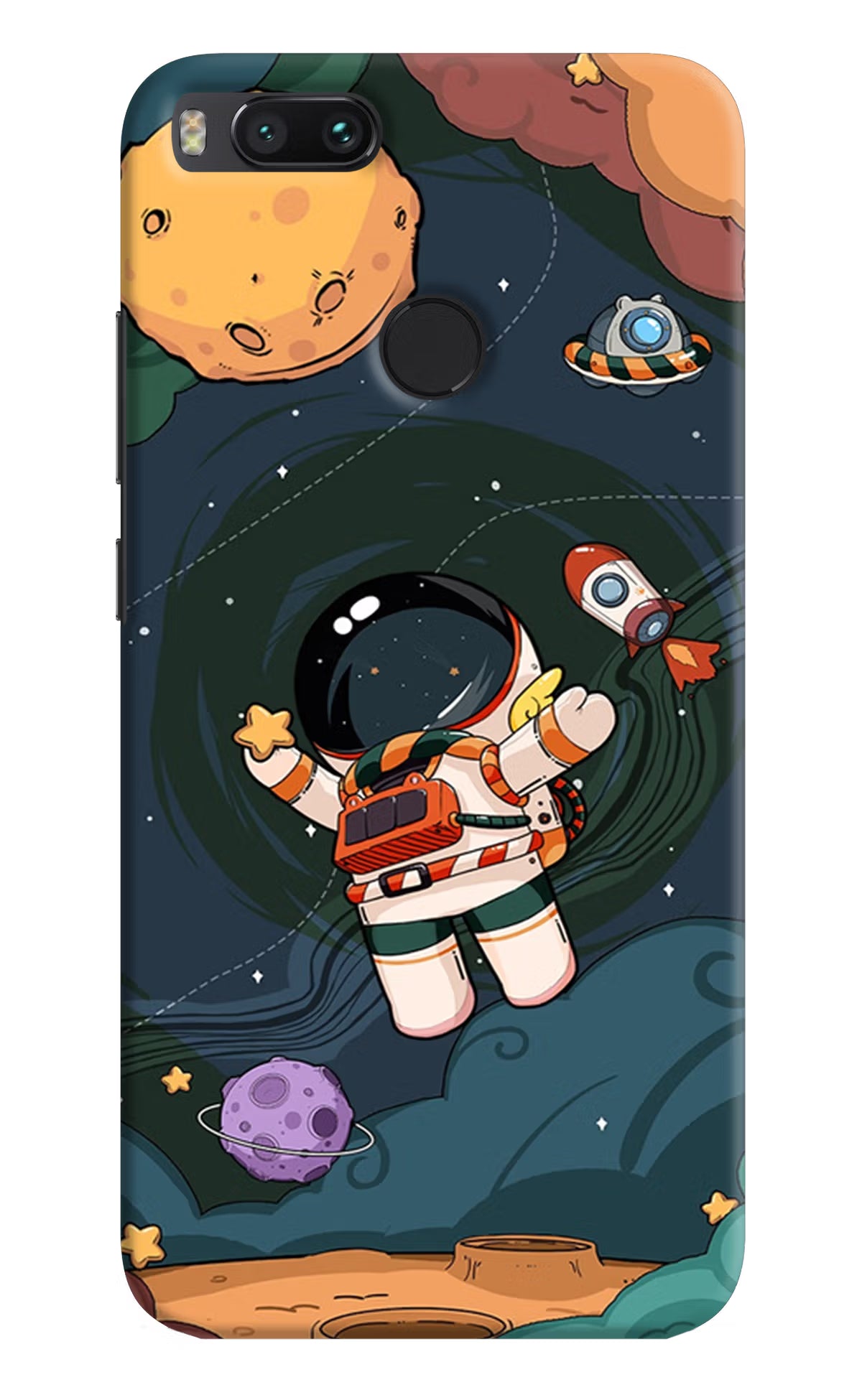 Cartoon Astronaut Mi A1 Hard Case Back Cover by Casekaro