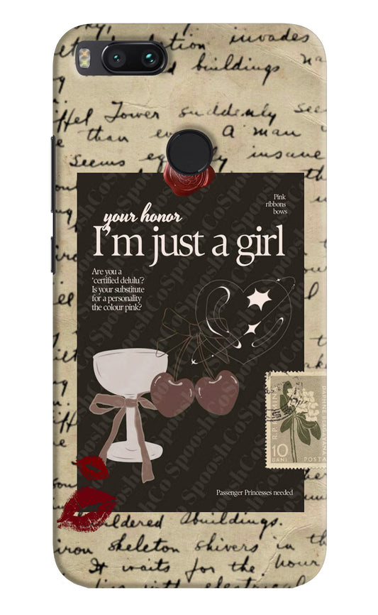 I am just a girl Mi A1 Hard Case Back Cover by Casekaro