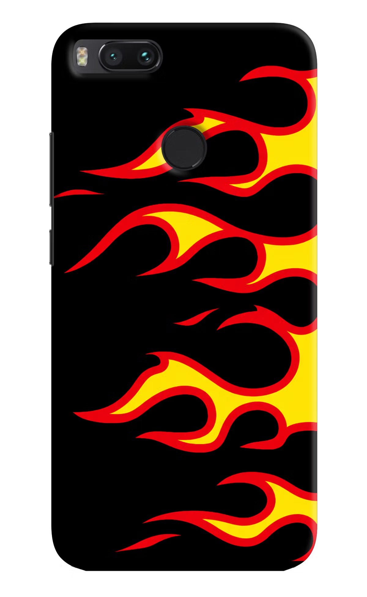 Side Sweep Flames Mi A1 Hard Case Back Cover by Casekaro