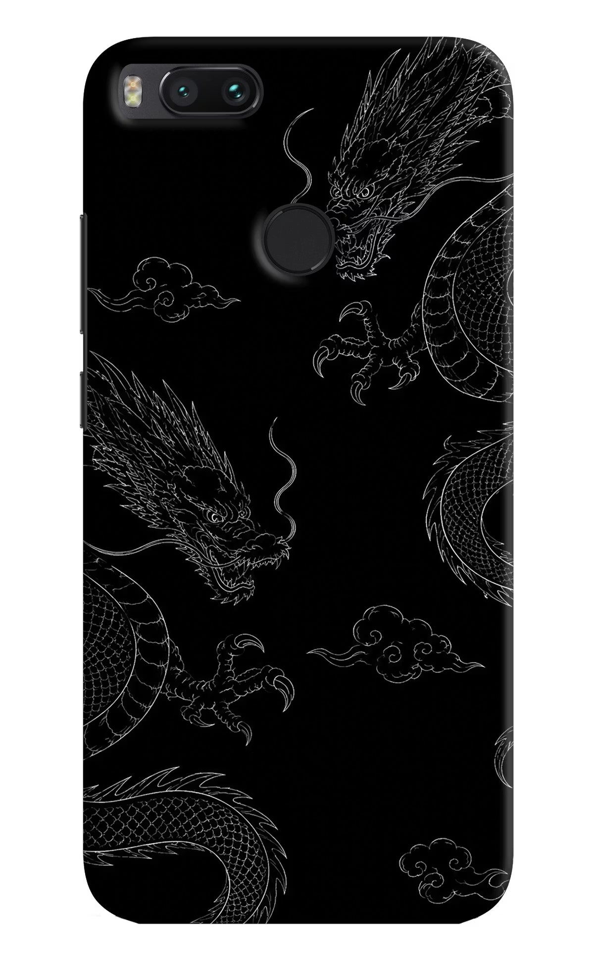 Twin Dragons Mi A1 Hard Case Back Cover by Casekaro