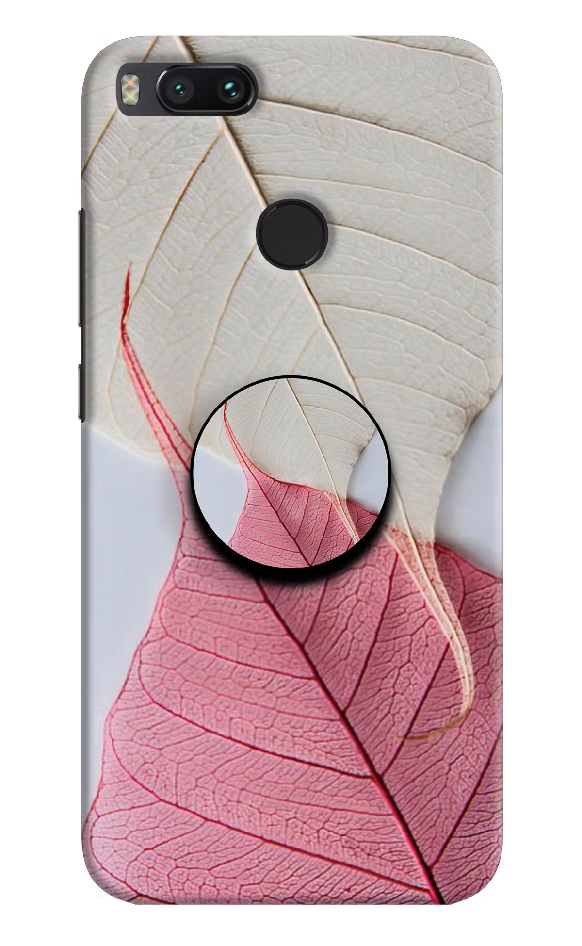 White Pink Leaf Mi A1 Pop Case by Casekaro