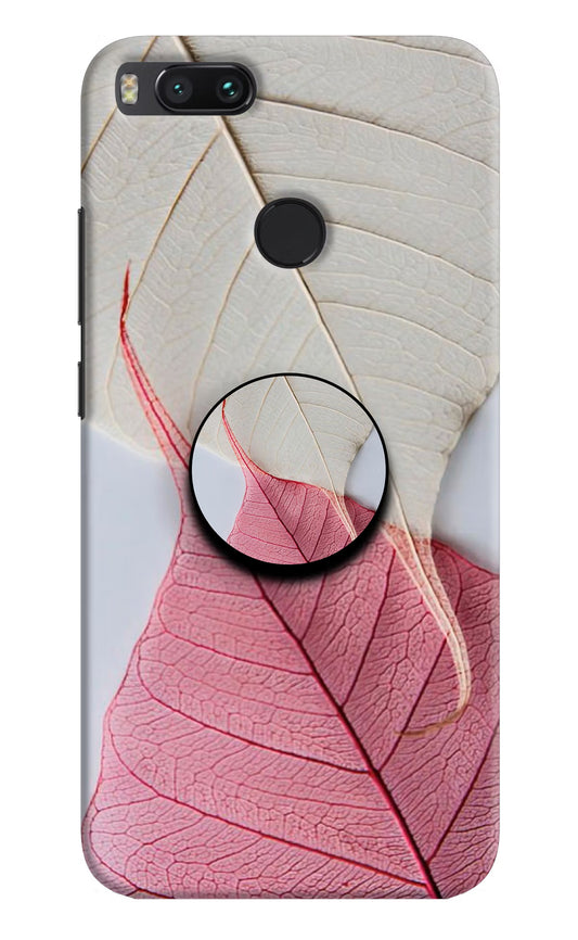 White Pink Leaf Mi A1 Pop Case by Casekaro