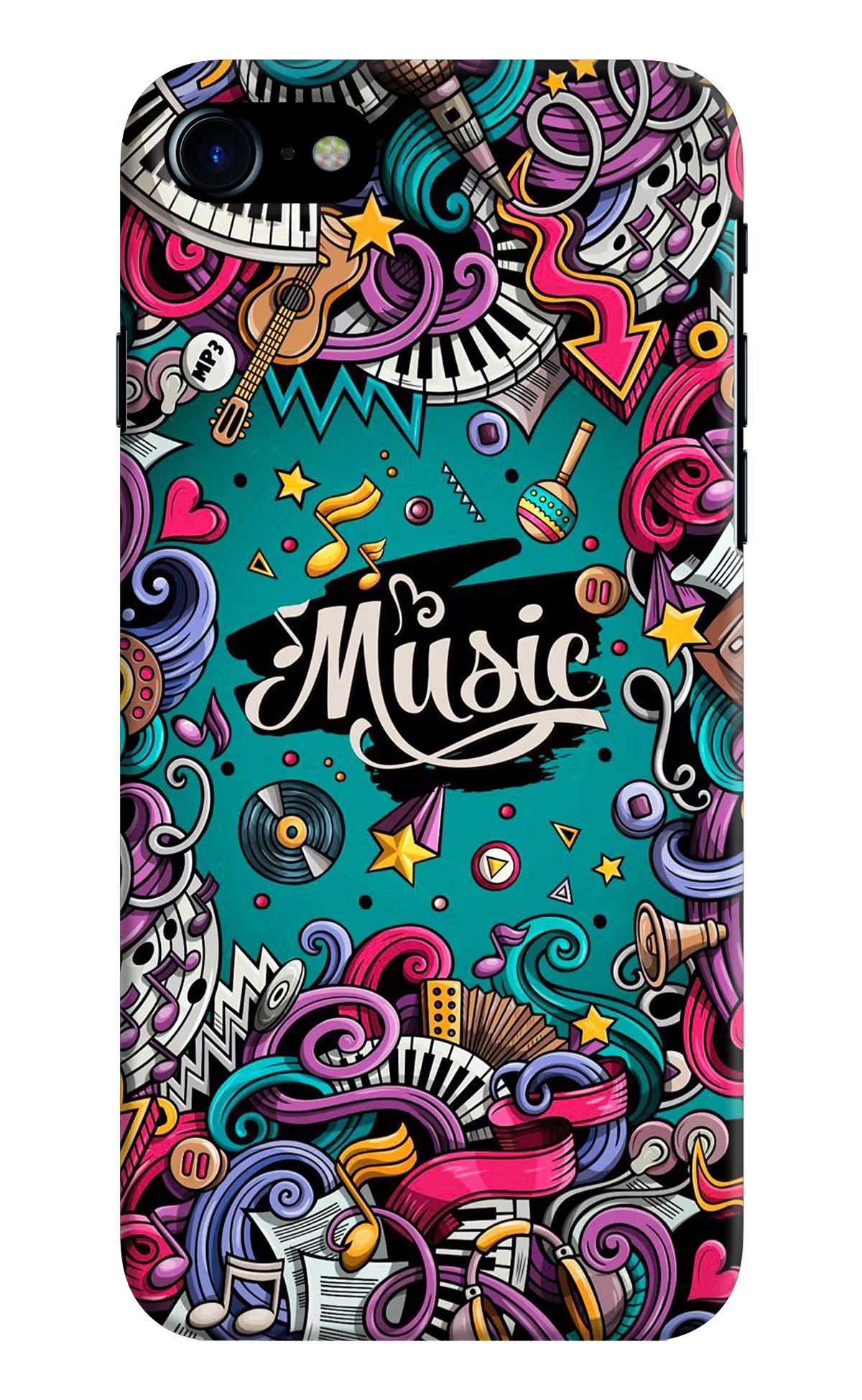 Music Graffiti iPhone 7/7s Hard Case Back Cover by Casekaro