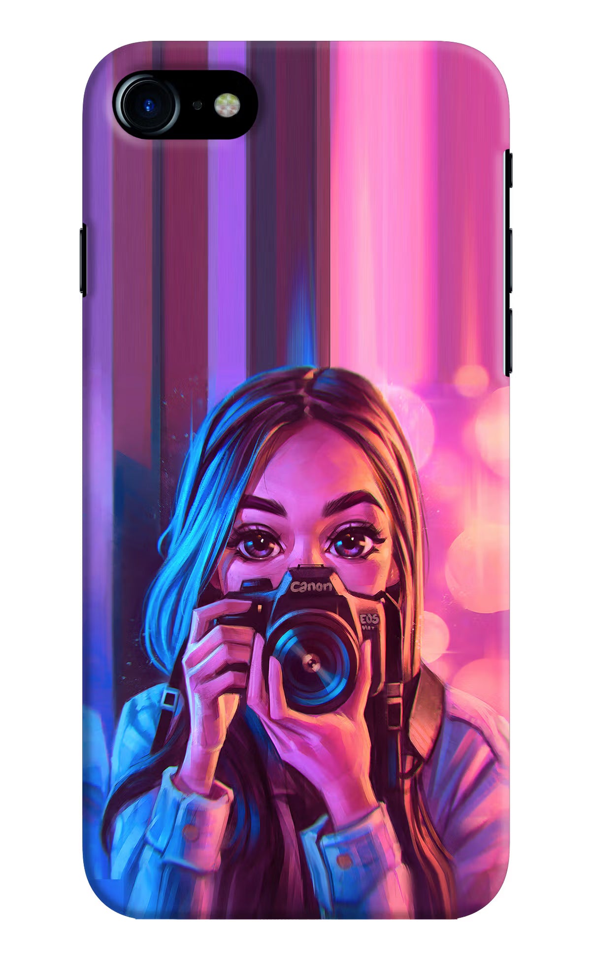Girl Photographer iPhone 8 Hard Case Back Cover by Casekaro