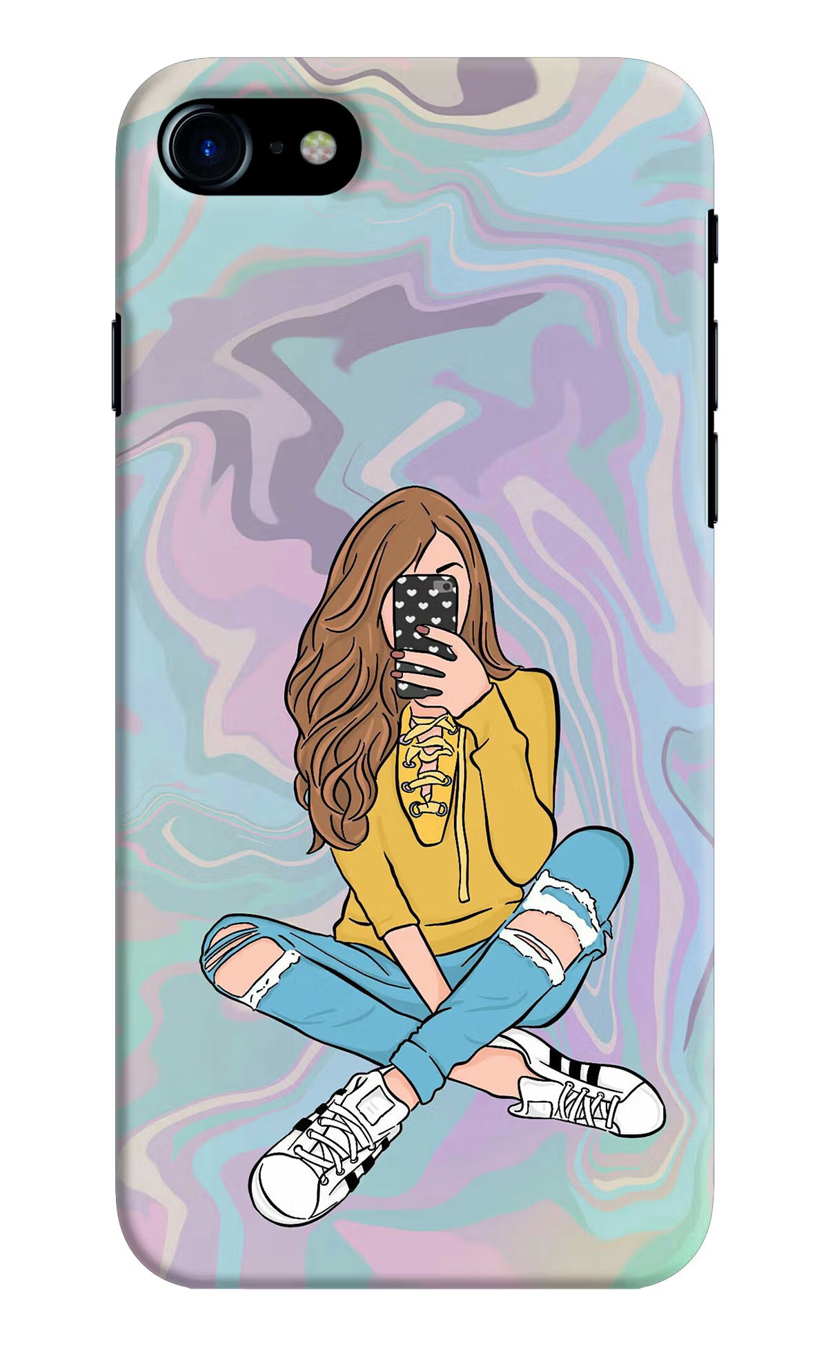 Selfie Girl iPhone 8 Hard Case Back Cover by Casekaro