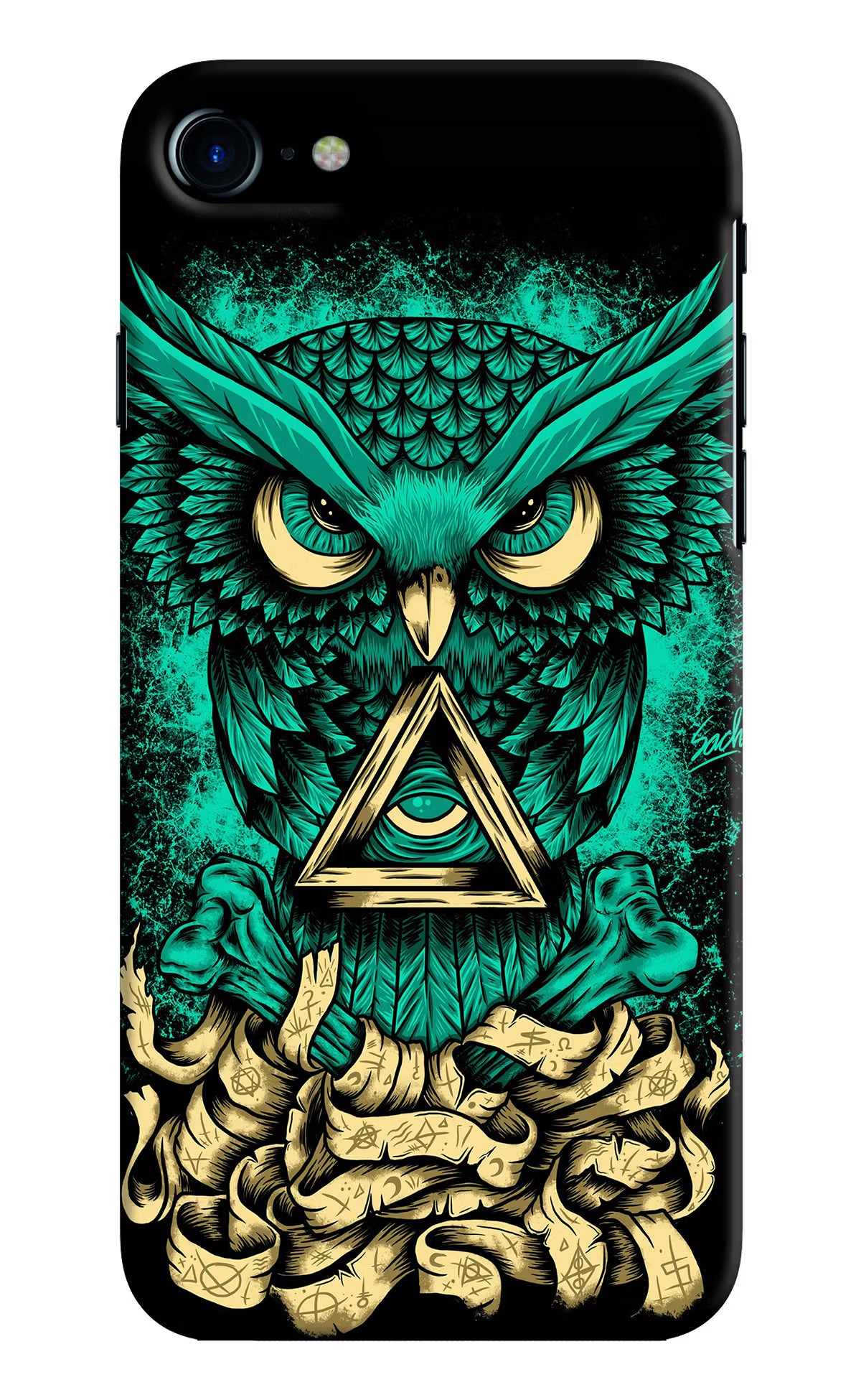 Green Owl iPhone 8 Hard Case Back Cover by Casekaro