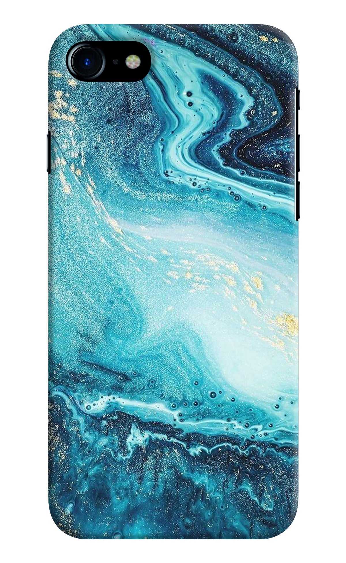 Blue Glitter Marble iPhone 8 Hard Case Back Cover by Casekaro