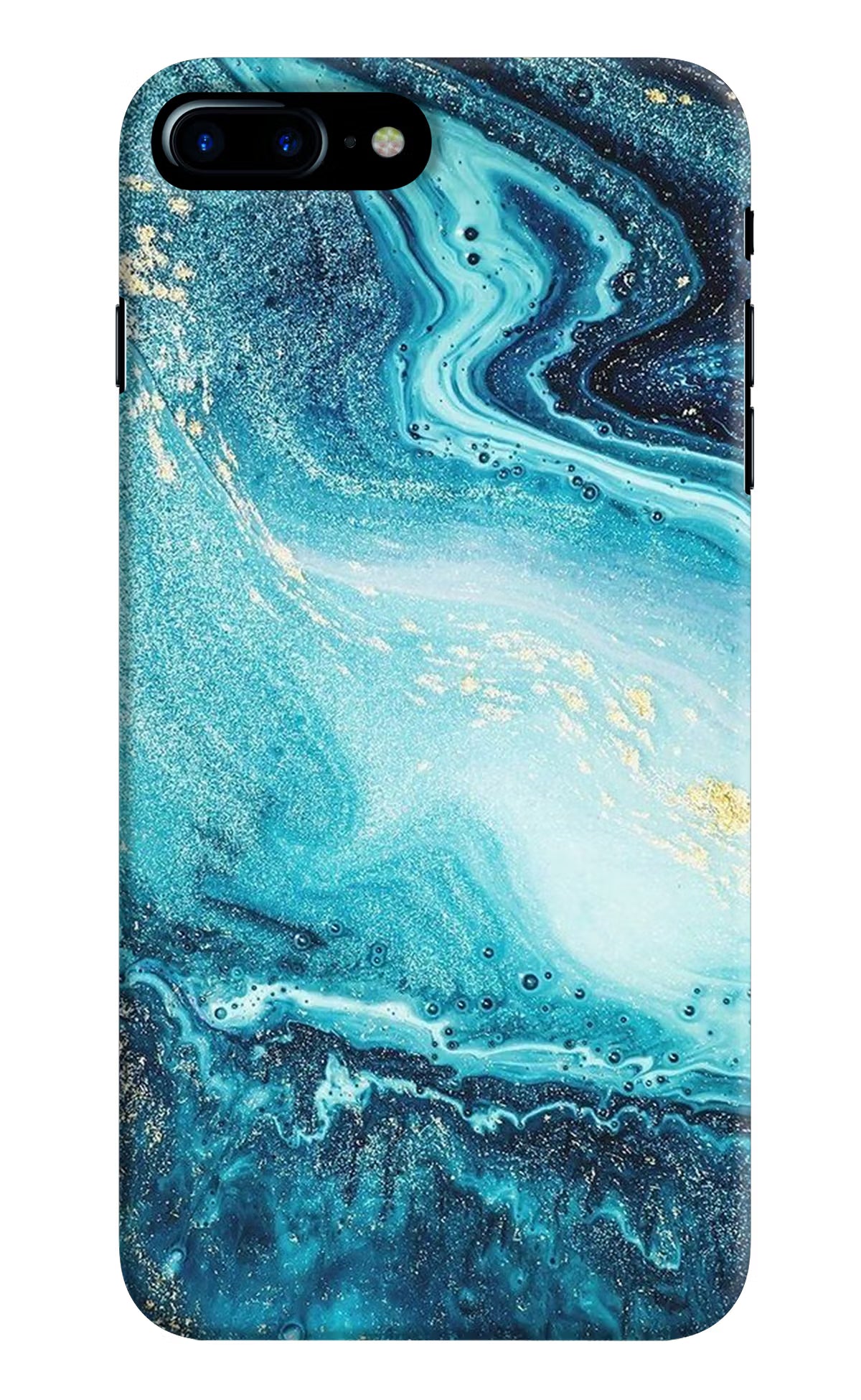 Blue Glitter Marble iPhone 7 Plus Hard Case Back Cover by Casekaro
