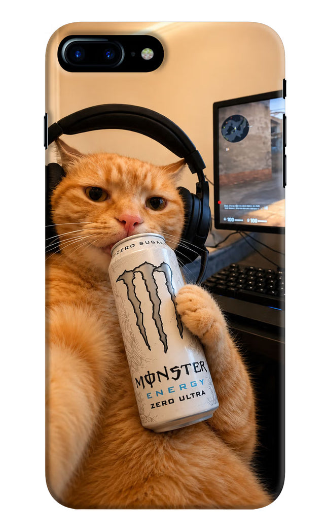 Gamer Cat Energy iPhone 7 Plus Hard Case Back Cover by Casekaro