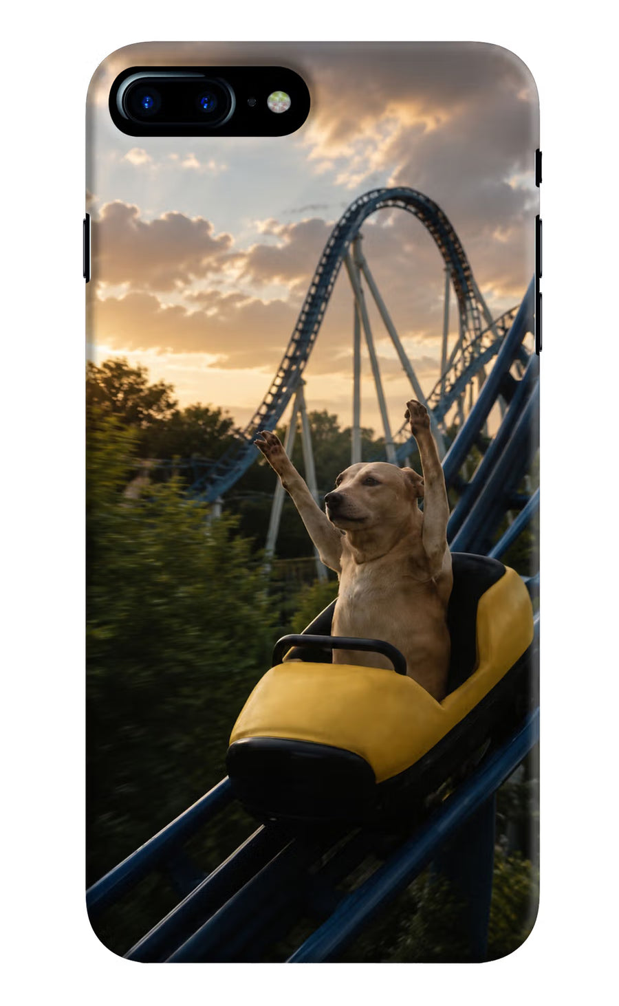 Rollercoaster Dog iPhone 7 Plus Back Cover, Hard case