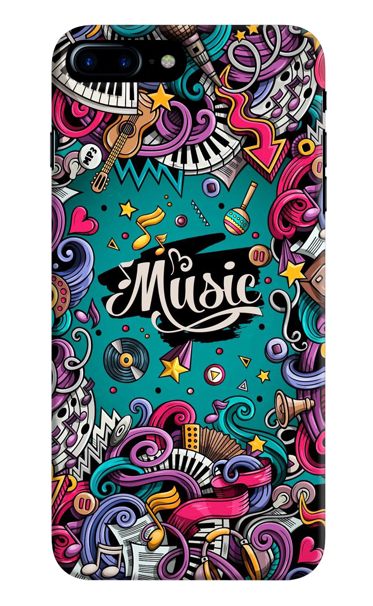 Music Graffiti iPhone 8 Plus Hard Case Back Cover by Casekaro