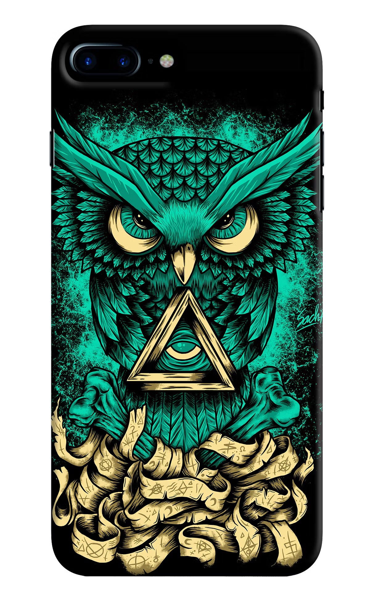 Green Owl iPhone 8 Plus Hard Case Back Cover by Casekaro