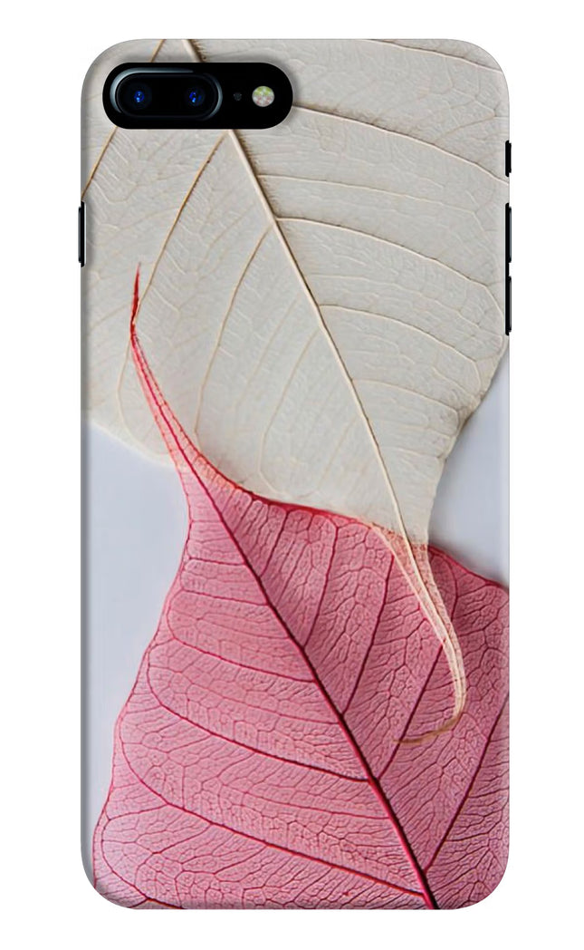 White Pink Leaf iPhone 8 Plus Hard Case Back Cover by Casekaro