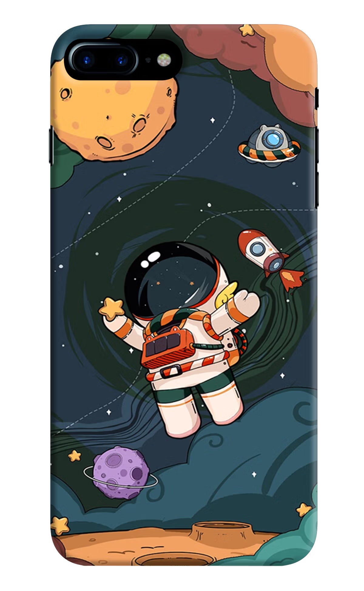 Cartoon Astronaut iPhone 8 Plus Hard Case Back Cover by Casekaro