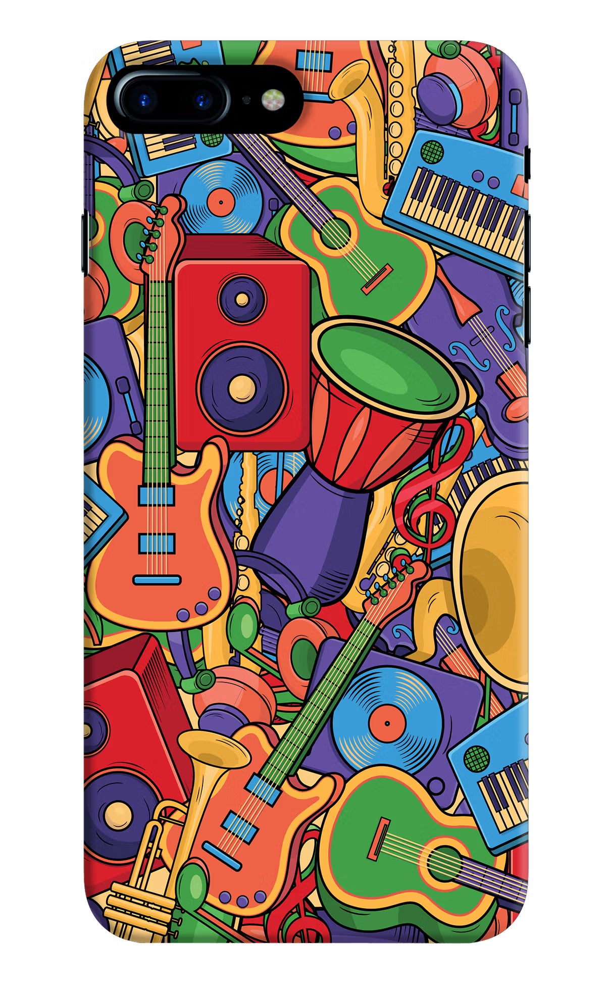 Music Instrument Doodle iPhone 8 Plus Hard Case Back Cover by Casekaro