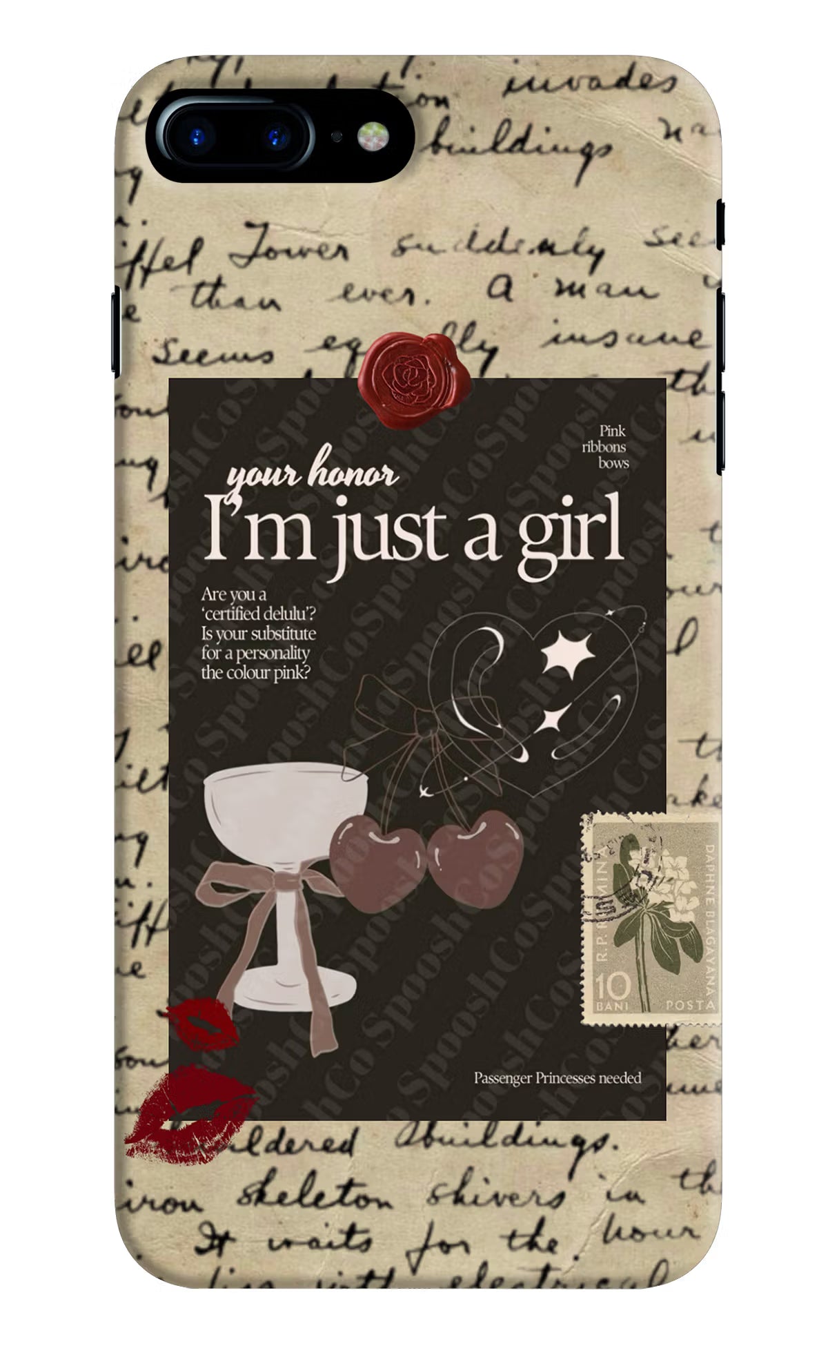 I am just a girl iPhone 8 Plus Hard Case Back Cover by Casekaro