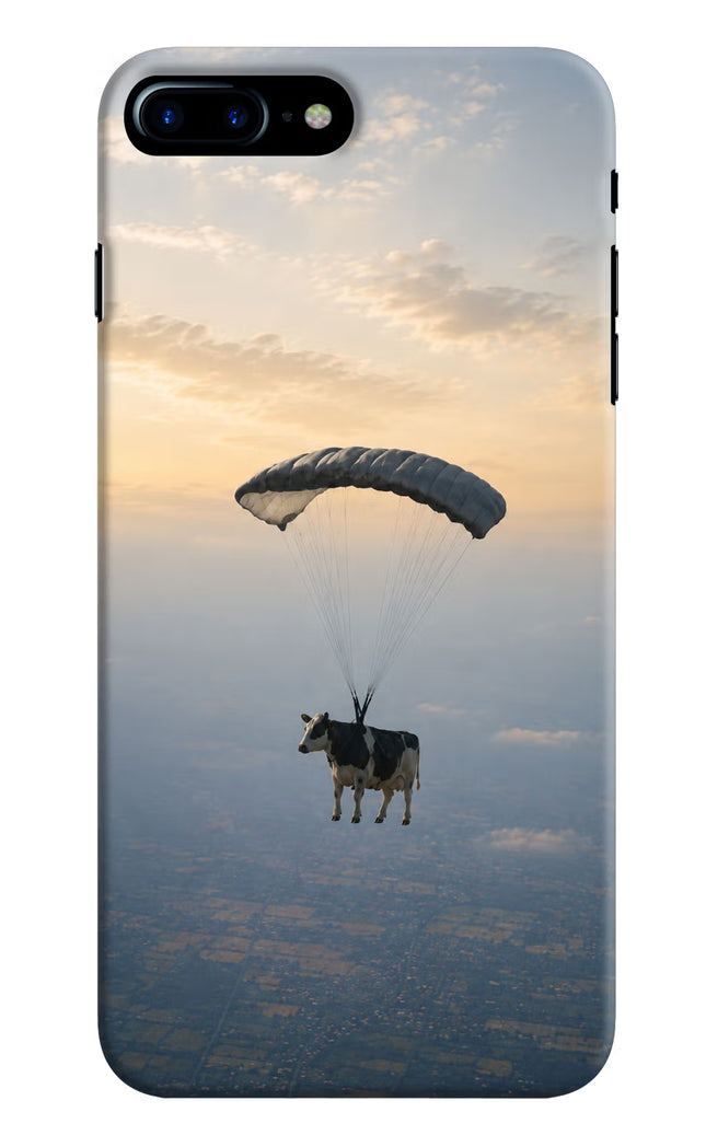 Skydiving Cow iPhone 8 Plus Hard Case Back Cover by Casekaro