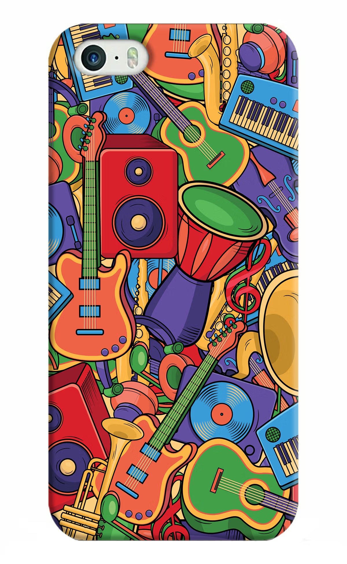 Music Instrument Doodle iPhone 5/5s Hard Case Back Cover by Casekaro