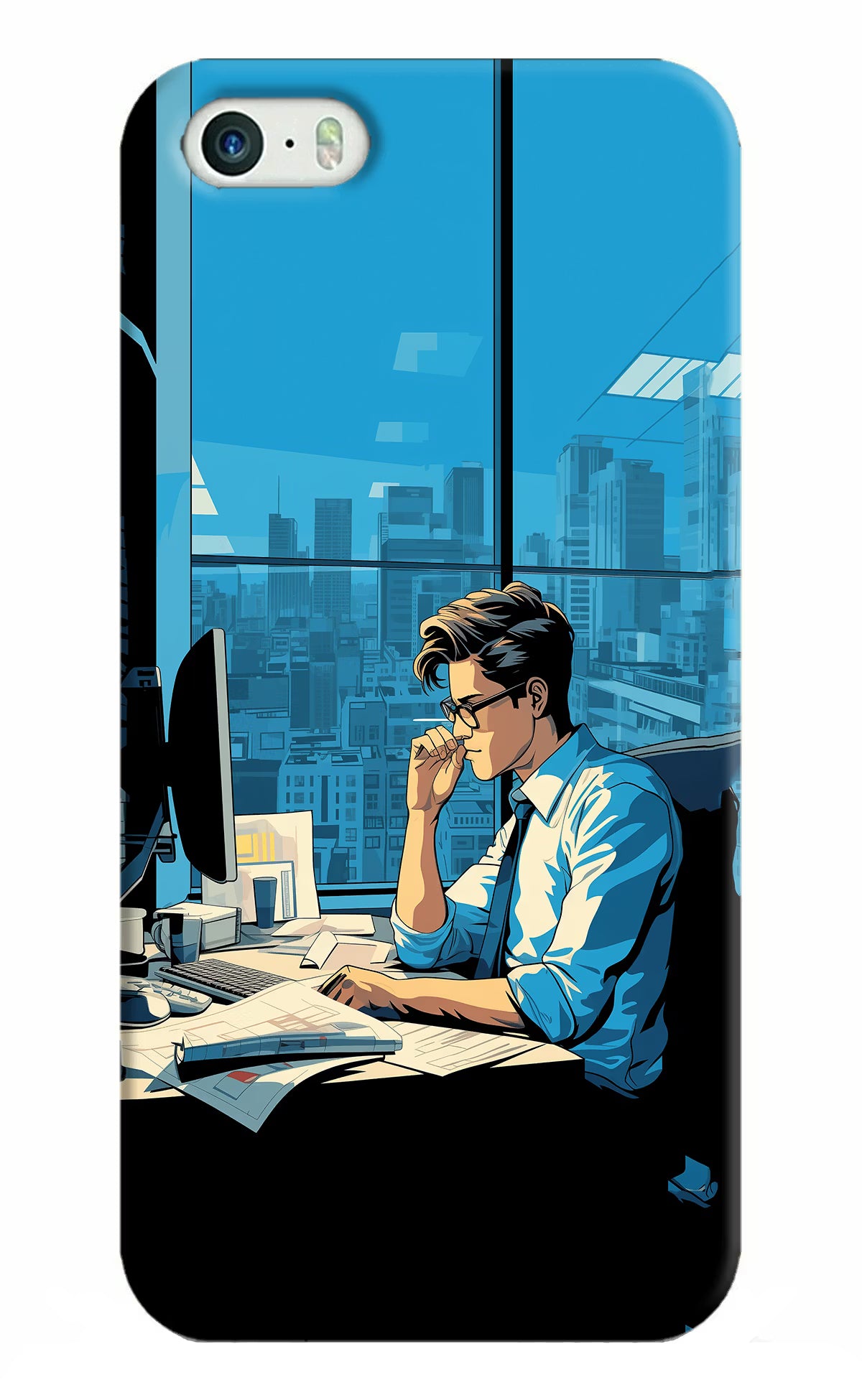 Focused Hustler (AI Generated) iPhone 5/5s Hard Case Back Cover by Casekaro