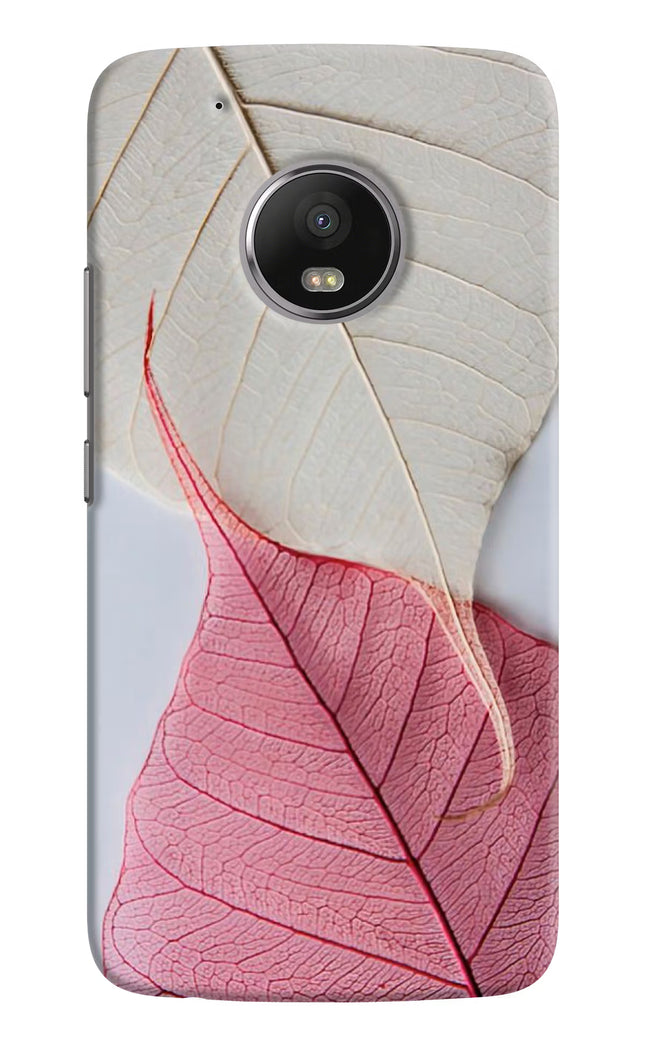 White Pink Leaf Moto G5 plus Hard Case Back Cover by Casekaro