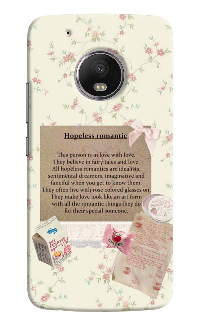 Hopeless Romantic Moto G5 plus Hard Case Back Cover by Casekaro